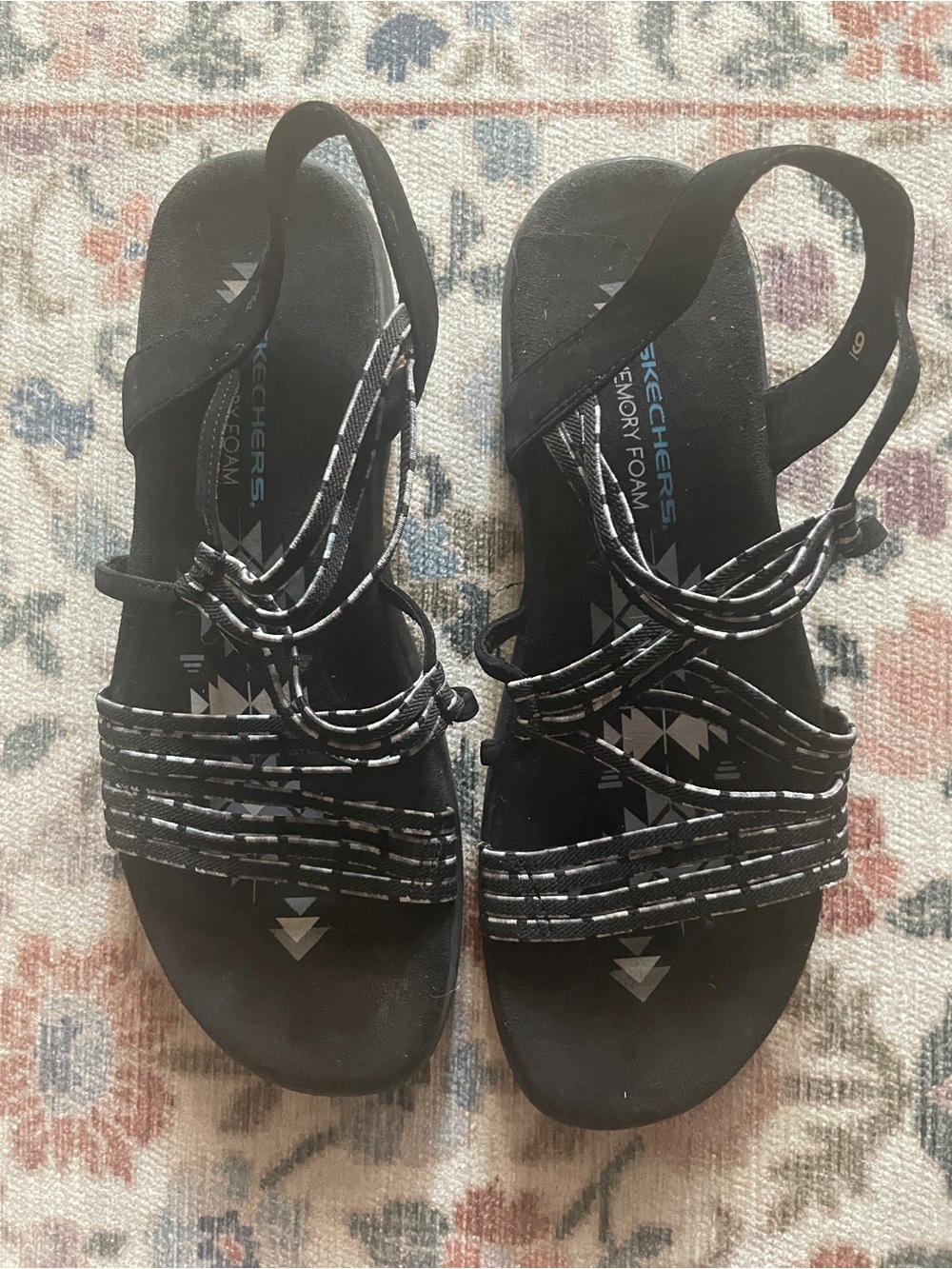 Skechers Women's Black Multi-Strap Comfort Sandals